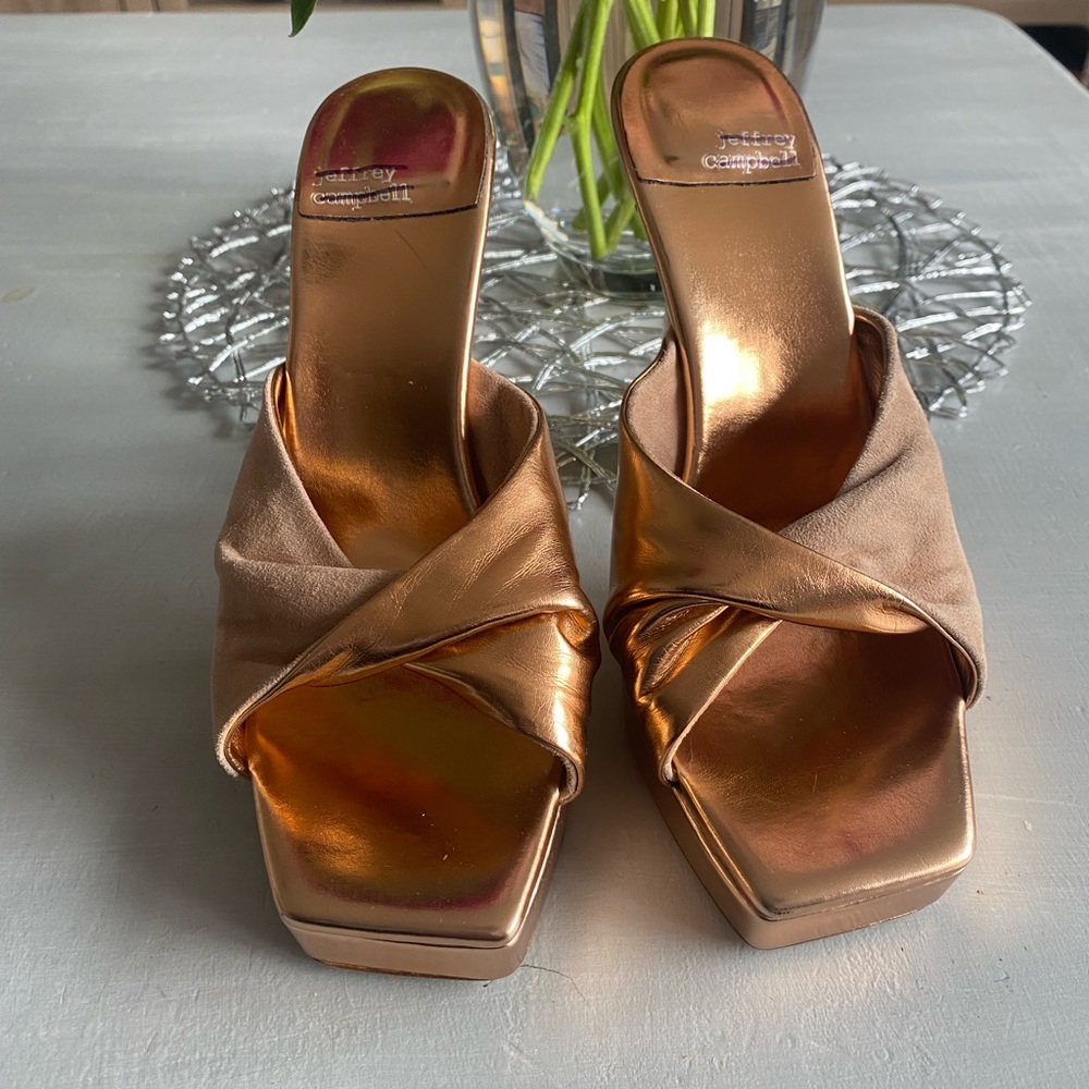 New Jeffrey Campbell Hollyweird in Rose Gold Natural Suede Size 8.5 - Picture 12 of 15